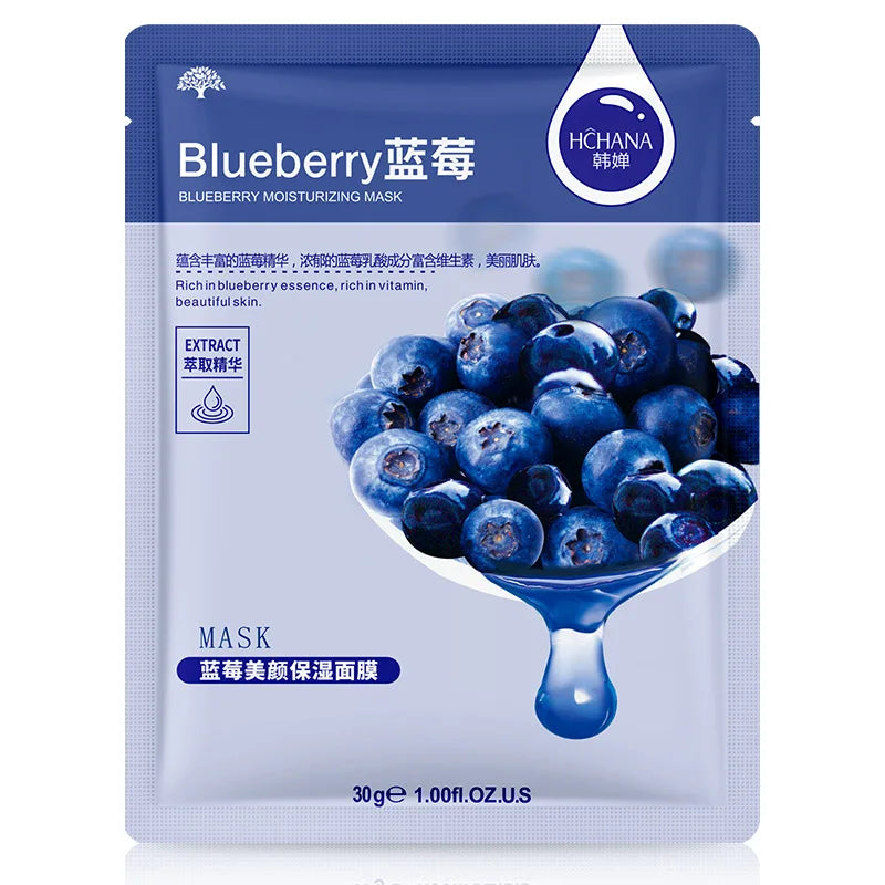 edistore,edistore.us,Skin Care Natural Fruit Plant Facial Mask Moisturizing Oil-Control Blueberry Cucumber