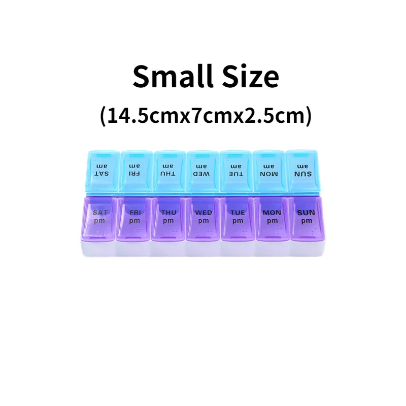 edistore, edistore.us, Weekly Portable Travel Pill Cases Box 7 Days Organizer 14 Grids Pills Container