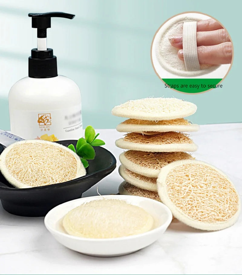 edistore, edistore.us, 1/10Pcs Natural Loofah Facial Cleaning Towel for Face Body Scrub Skin Exfoliating Sponge