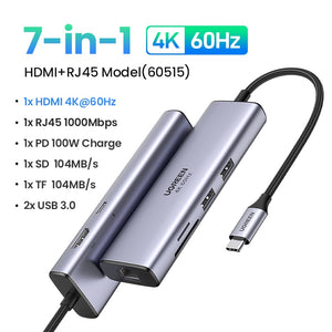 edistore.us, UGREEN USB C HUB 4K60Hz Type C to HDMI 2.0 RJ45 PD100W Adapter for MacBook iPad