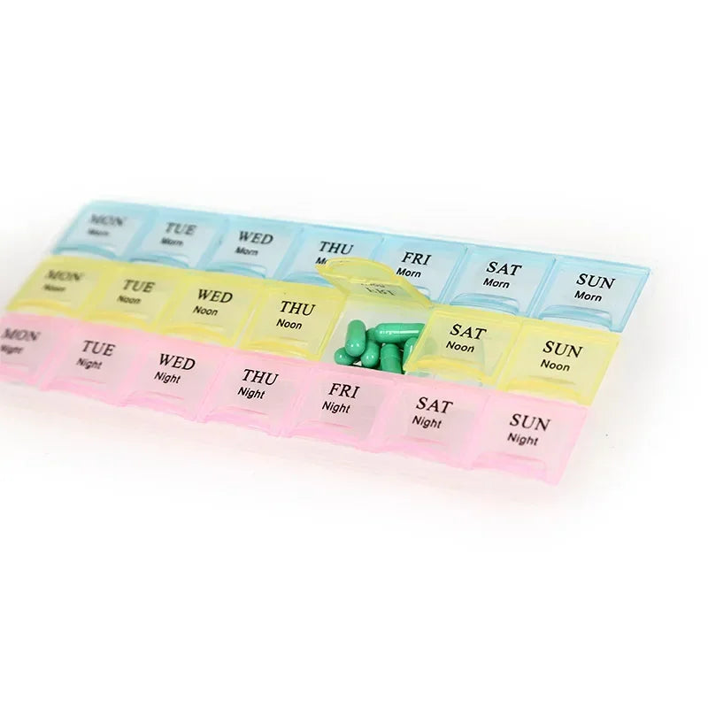 edistore, edistore.us, Portable Travel Pill Box Cases Organizer 7 Days 21 Grids 3 Times One Day with Large Compartments