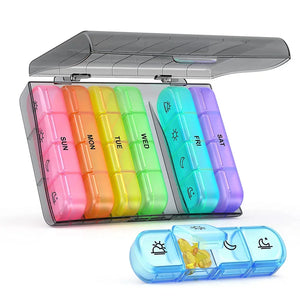 edistore, edistore.us, ATUBAN Weekly Pill Organizer 4 Times a Day with 7 Daily Large Pill Box Cases to Hold Fish Oils, Vitamins, Supplements,Medication