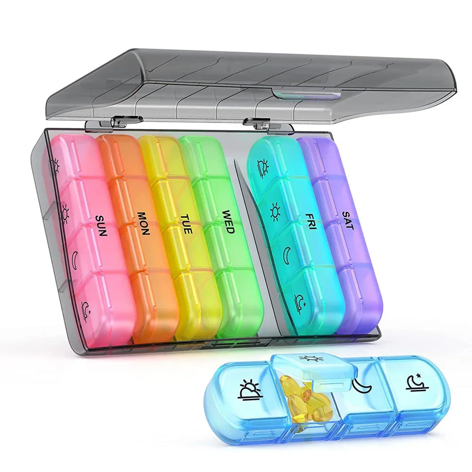 edistore, edistore.us, ATUBAN Weekly Pill Organizer 4 Times a Day with 7 Daily Large Pill Box Cases to Hold Fish Oils, Vitamins, Supplements,Medication