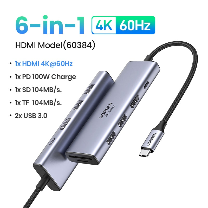 edistore.us, UGREEN USB C HUB 4K60Hz Type C to HDMI 2.0 RJ45 PD100W Adapter for MacBook iPad